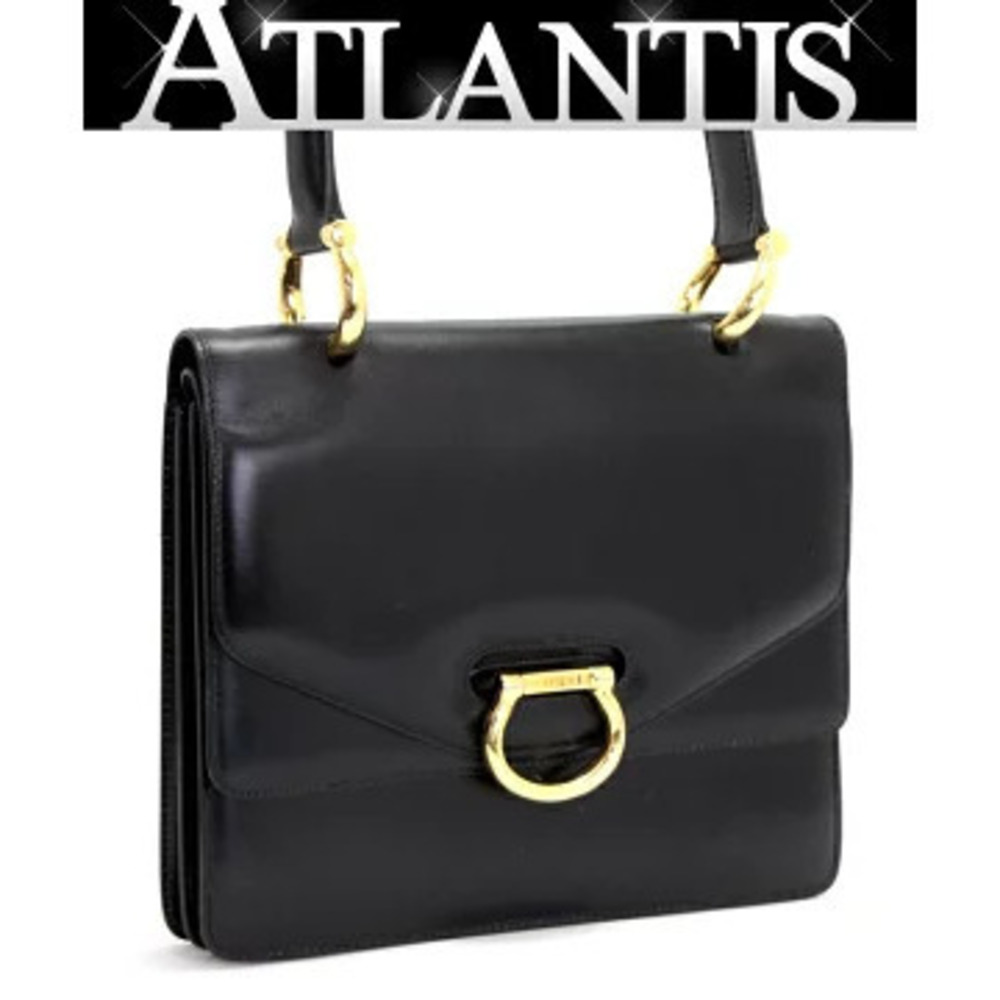 Celine Double Flap Bag Handbag Leather Black